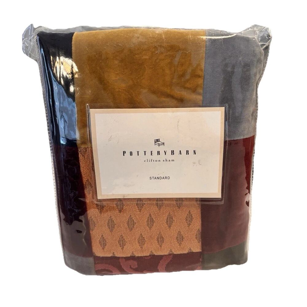 NIP Pottery Barn Velvet Patchwork Pillow Covers Clifton Jacquard 25" Boho